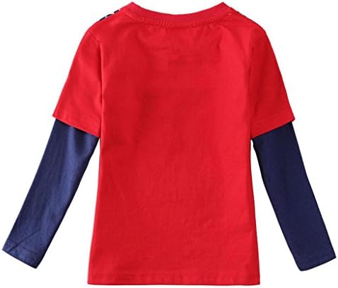 Peppa Pig Little Boys Spring Fall Long Sleeve Cartoon Embroidery Printing Cotton T Shirts,Red,2T (18/24M)