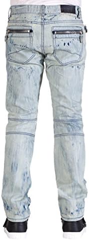 Decibel Box Quilted Biker Denim Pant Medium Blue 42X30