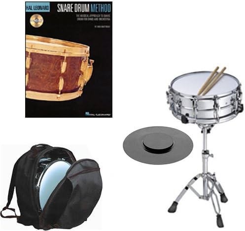 Band Directors Choice Complete Student Snare Drum Kit w/Stand, Backpack Carry Bag, Drum Practice Pad &amp; Sticks &amp; Snare Drum Method Book