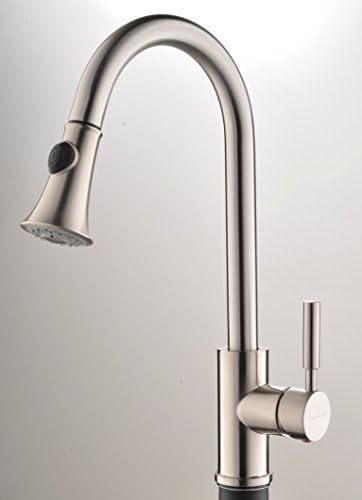 Vesla Best Modern American Single Handle Single Lever Stainless Steel Brushed Neckel Pull Out Sprayer Commercial Kitchen Sink Faucets,Prep Rinse Gooseneck High Arc Bridge Faucet