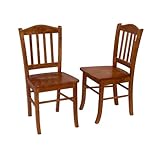 Set of 2 Dining Chairs with Spindle Back in Oak Finish
