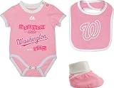 Washington Nationals Newborn Pink Triple Play Bib, and Bootie, and Creeper Set