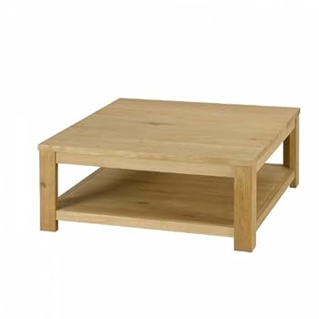 Table basse carrée en chêne naturel 2 plateaux 90x90 COME