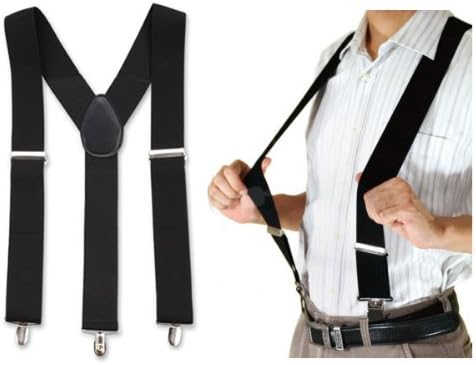 Deardeer 2" Width Plain Mens Braces Suspenders Y Form Adjustable Trouser Clips