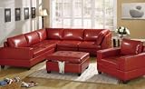 Orange County Red Leather Sectional Sofa by Urban Cali