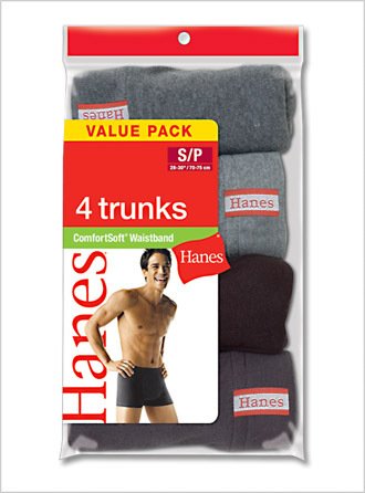 Mens Hanes 4 Pair Comfort Soft Trunks Miscellaneous - 7480P4