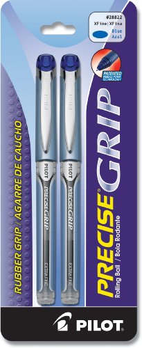 Pilot Precise Grip Liquid Ink Rolling Ball Pens, Extra Fine Point, 2-Pack, Blue Ink (28822)