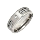 6mm Titanium Ring With Double Nautical Rope Accent And Single Channel Set Diamond Size U