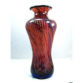 Murano Glass Vase Mouth Blown Art Flowing Lava Design Vase X602 by Tripact Inc