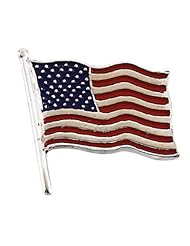 14k White Gold American Flag Lapel PIN