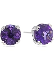 Sterling Silver with Gold Flash Gemstone Fashion Basket Setting Earrings (8mm)
