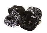 INFANT CAR SEAT COVER BLACK SKULLS & BLACK MINKY