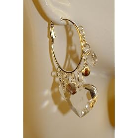 Saka's Silver / Gold Toned Dangle Heart Hoop Earrings
