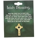 Lovely CELTIC CROSS Lapel Pin w/Green Stone IRISH BLESSING w/Verse/INSPIRATIONAL GIFT