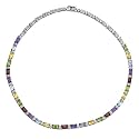 Rhodium Overlay Sterling Silver Multi-Gemstone Necklace, 17"