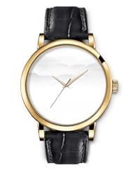SPRAWL Aanalog Fashion Series Gold Ladies Watches of Genuine Black Leather Strap,Unique Wrist Watch for Women Girls Designed with Mountains in the mist
