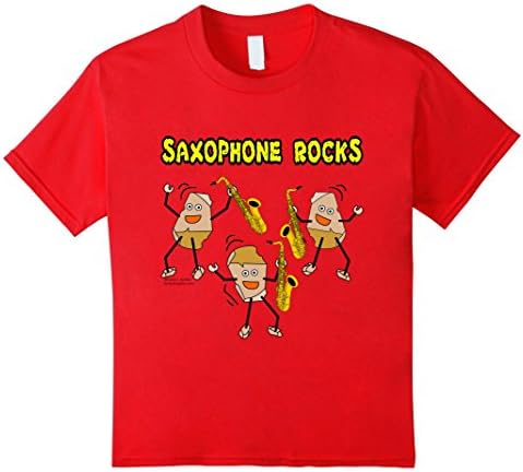 Kids Saxophone Rocks Funny Musical Instrument T Shirt 10 Red