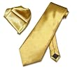 Solid Gold Color NeckTie Handkerchief Matching Set Men's Neck Tie