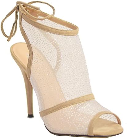 NEW Womens Ankle Cut Outs High Heel With Lace Loop On Back Eah-65121 ivory 8.5