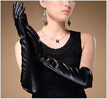 New Women Leather Long Gloves Evening Party Wedding Elbow Finger Gloves Mitten Color: Black