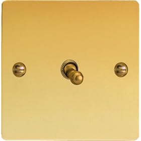 Varilight - 1G 1 or 2W 10A Classic Toggle Switch Ultra Flat Polished Brass - XFVT1