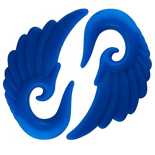 Angel Wings Glow in the Dark Royal Blue Acrylic Earplugs (Sizes 3MM-12MM)