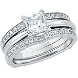 Elegant and Stylish 1/4 ct. tw. Bridal Ring Guard in 14K White Gold ( Size 6 ), 100% Satisfaction Guaranteed.