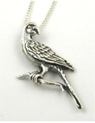 Sterling Silver PARROT MACAW PENDANT Necklace 18" Chain Handcrafted NEW