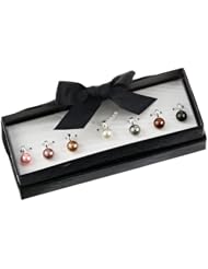 Silver-Tone Simulated Pearl 7 Piece Pendant Necklace Set, 18"+3" Extender