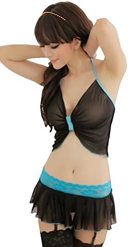 MEDY?Women's?Sexy?See?Through?Garter?Stocking?Lingerie?Set?Black