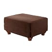 Casual Home Stretch Rib Ottoman Slipcover - Oar Brown