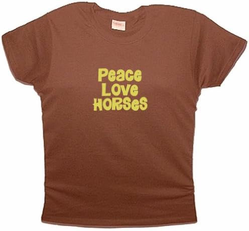 FDT Womens Pets LF T-Shirt-Peace Love Horses-Brown 3X