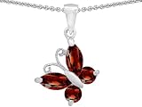 Original Star K(tm) Butterfly Pendant Made with Genuine Garnet in .925 Sterling Silver