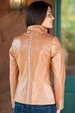 Women's Catalina Lambskin Leather Jacket, GINGER, Size 12