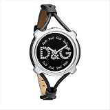 D&G Dolce & Gabbana Women's DW0843 Lisbon Silver Case Black Dial Spaghetti Strap Watch