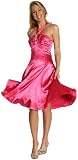 V-Neck Short Prom Formal Dress with Pleated Bust and Brooch Accent
