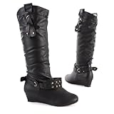 Damen Schuhe, STIEFEL, Boots, H96-27, Synthetik in hochwertiger Leder Optik , Schwarz, Gr. 37