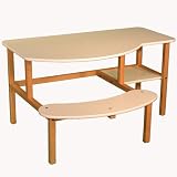 Childs wooden computer desk for 1 - 2 kids, ages 6 - 10 - white
