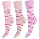 Womens/Ladies Cotton Rich Patterned Casual Socks with Non Elastic Tops (Pack of 3)