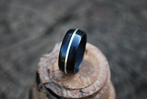 Black Birch wood Bentwood Ring with Sterling Silver