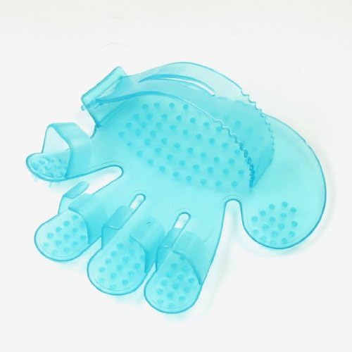 Portable Soft Plastic Adjustable Palm Design Pets Grooming Glove Brush Blue