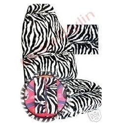 Zebra Front Seat Covers Steering Wheel Cover Shoulder Pads
