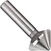 Magafor 437 Series Cobalt Steel Single-End Countersink, Uncoated (Bright) Finish, 3 Flutes, 90 Degrees, Round Shank