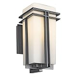 Kichler Lighting 49201BK FL Tremillo 14-1/2-Inch Light Fluorescent Outdoor Wall Lantern, Black with Satin-Etched Cased Opal Glass