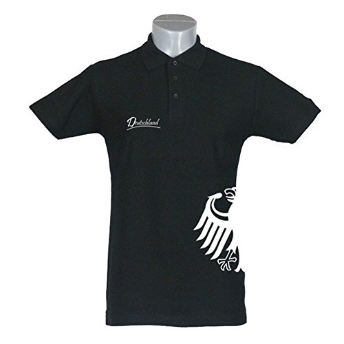Poloshirt Shirt Adler seitlich Herren schwarz Gr. S – 3XL Germany Deutschland, Größe:XXL