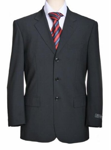 NEW ITALIAN Solid Black Men's Suit - Get A FREE Designer Silk Tie ~ 3 Button Limited Edition