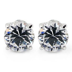 Hoter Men's Titanium Plated Stud Earrings set with Sparkling Crystal (Price/Set), Gift Box