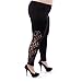 Womens Plus Size Leggings with Lace Panel Design Black 1X to 6X