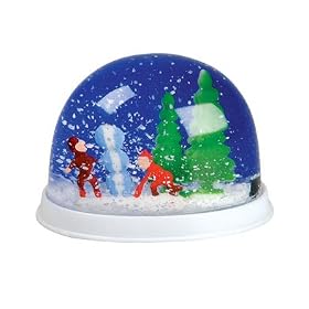 New 2" Christmas Ornament Snow Globe with Kids Playing
