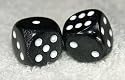 Rare Vintage Black French Bakelite Marbled Dice Pair
